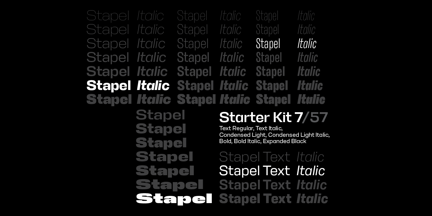Ejemplo de fuente Stapel Extra Light Italic